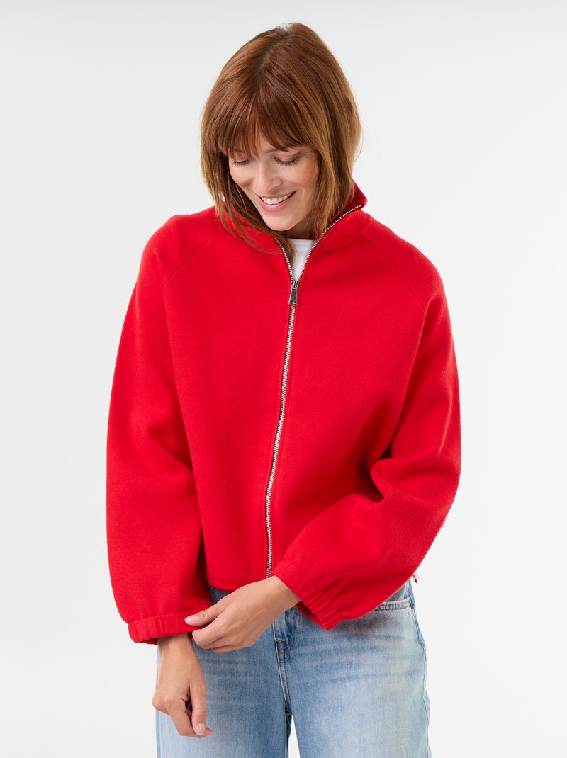 Vest met opstaande kraag en rits Rood - Kiabi