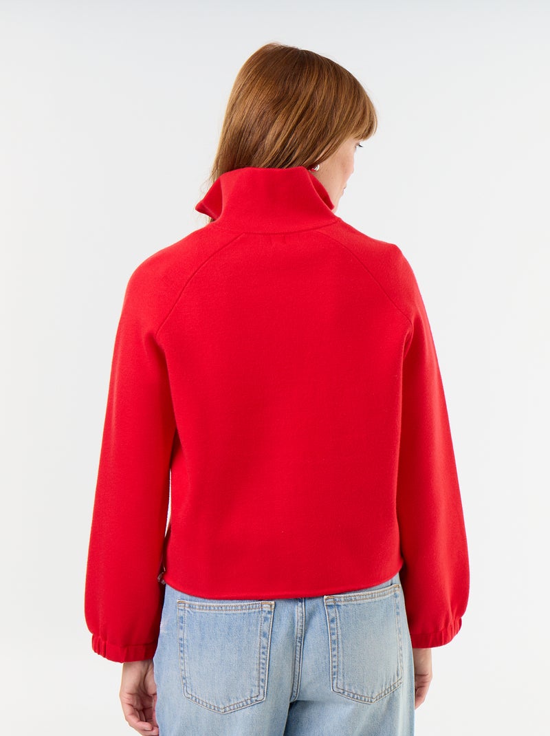 Vest met opstaande kraag en rits Rood - Kiabi