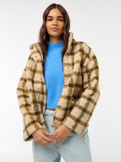 Vest met opstaande kraag en schapenvachteffect - Kiabi