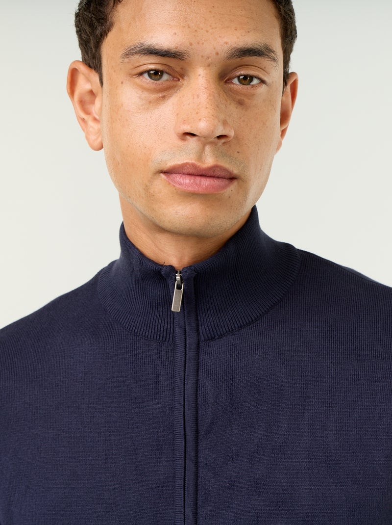 Vest met rits en opstaande kraag Blauw - Kiabi