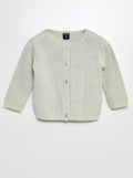 Vest van ajourtricot BLAUW - Kiabi