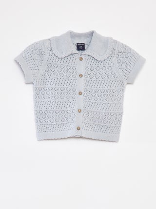 Vest van ajourtricot met korte mouw