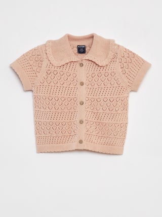 Vest van ajourtricot met korte mouw