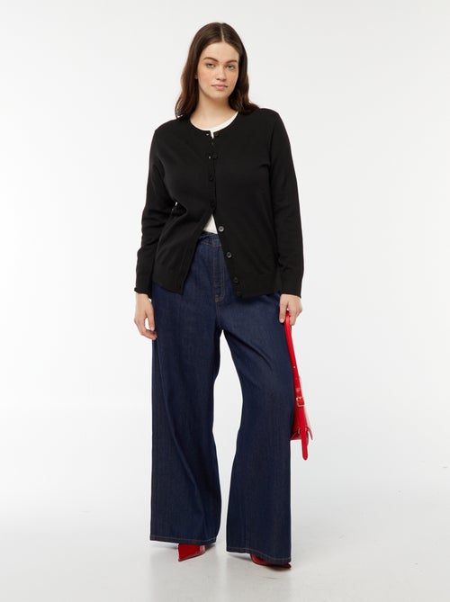 Vest van dun gebreid tricot met knoopsluiting - Kiabi