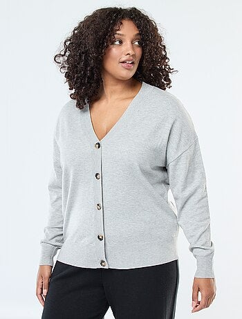 Vest van dun tricot met knoopsluiting