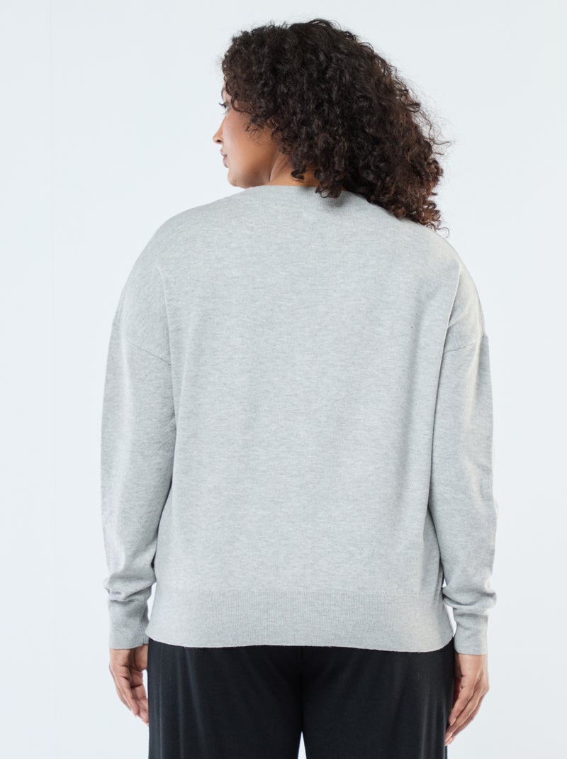 Vest van dun tricot met knoopsluiting Grijs - Kiabi
