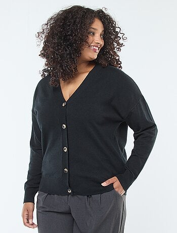 Vest van dun tricot met knoopsluiting