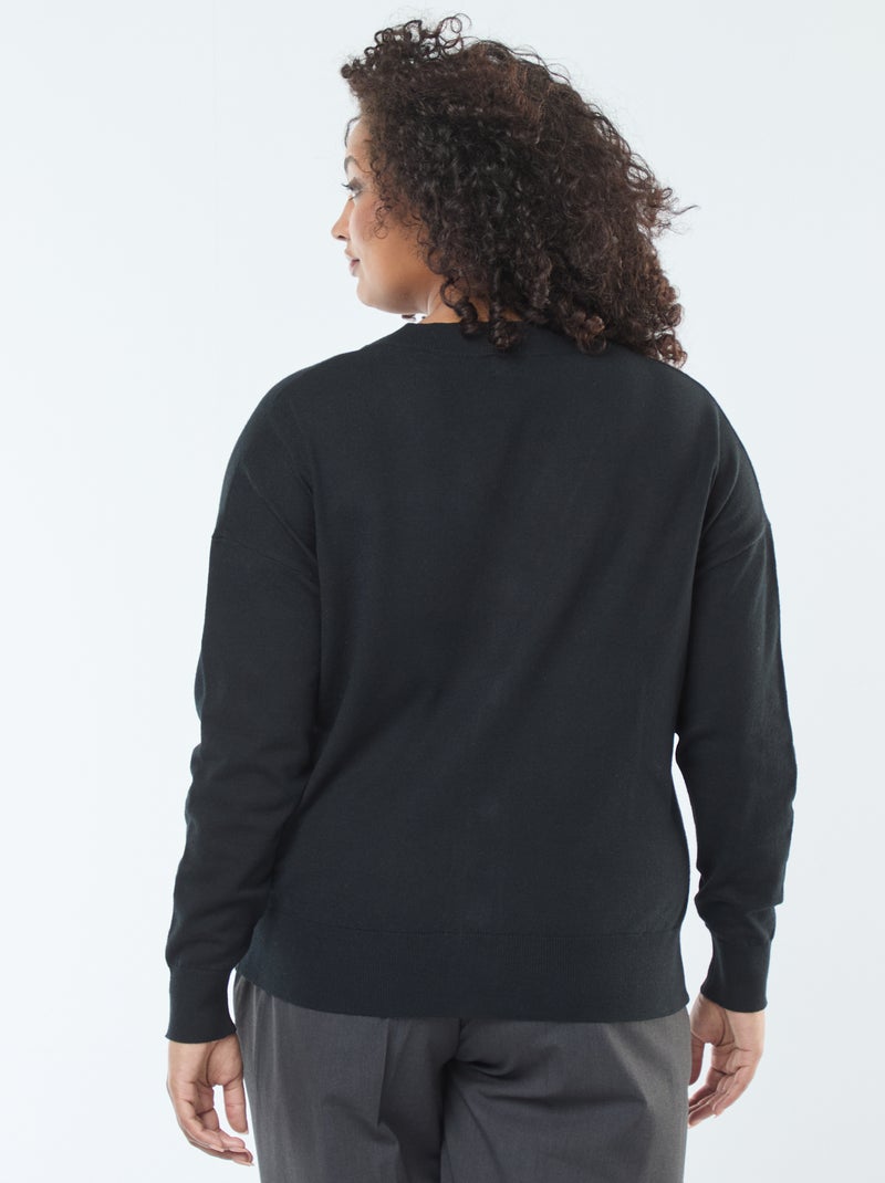 Vest van dun tricot met knoopsluiting zwart - Kiabi