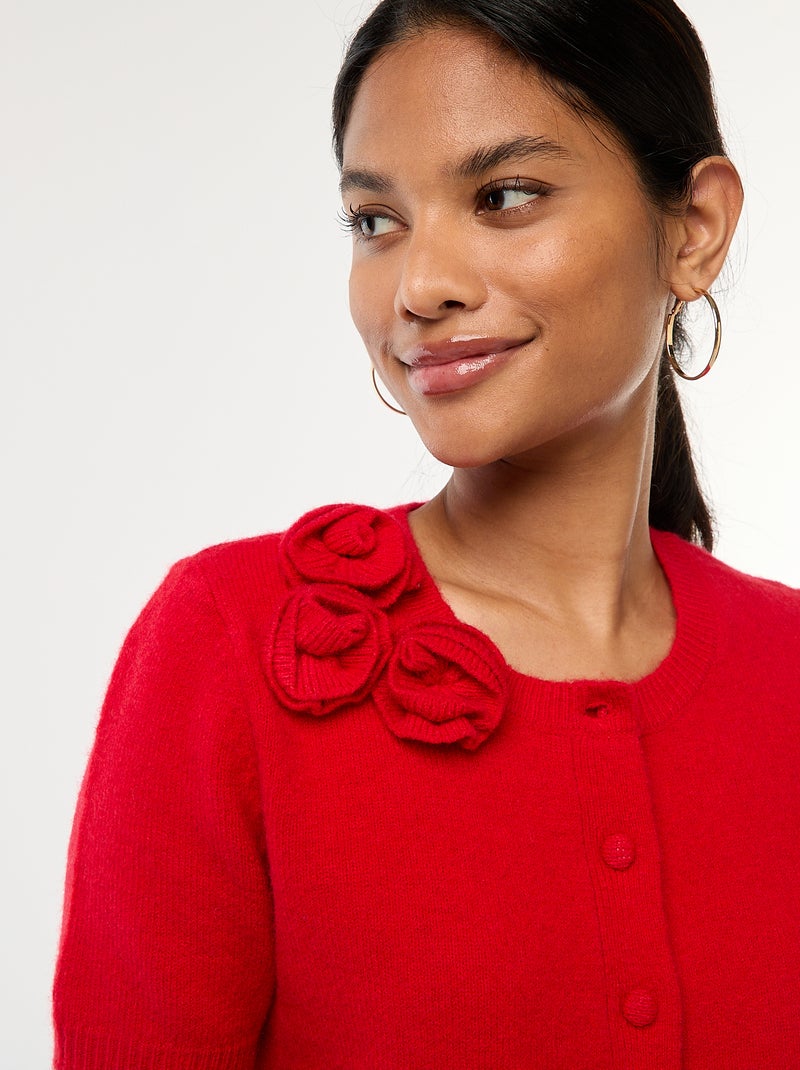 Vest van dun tricot met korte mouwen Rood - Kiabi