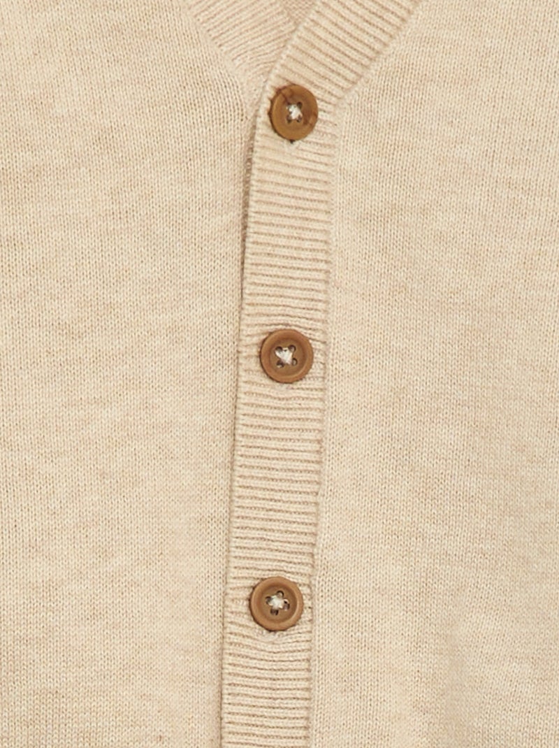 Vest van dun tricot met V-hals Biege - Kiabi