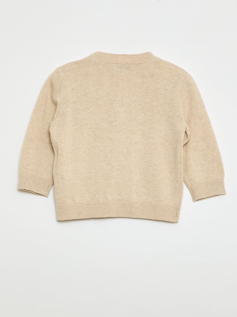 Vest van dun tricot met V-hals Biege - Kiabi