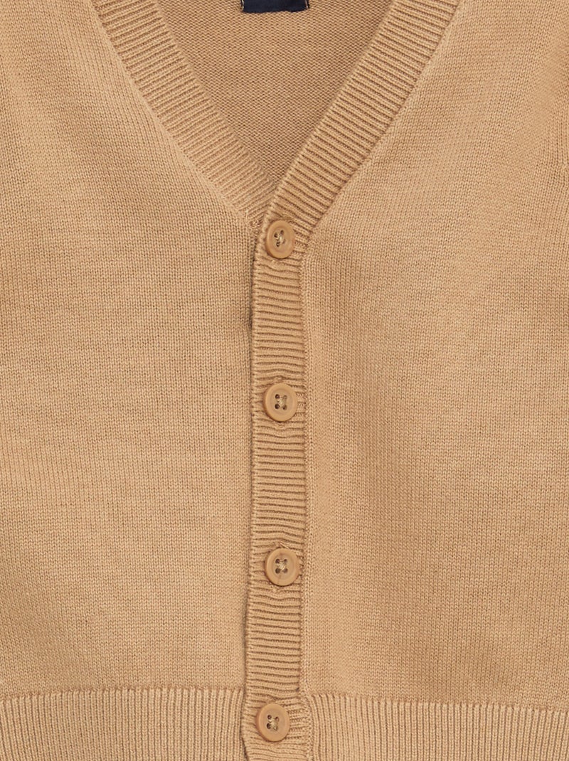 Vest van dun tricot met V-hals Biege - Kiabi