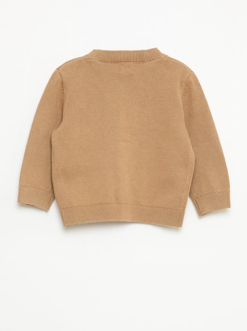 Vest van dun tricot met V-hals Biege - Kiabi