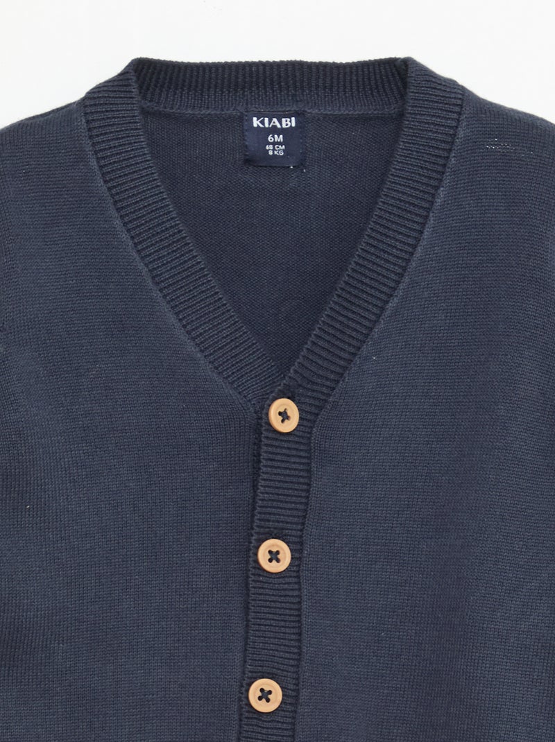 Vest van dun tricot met V-hals Blauw - Kiabi