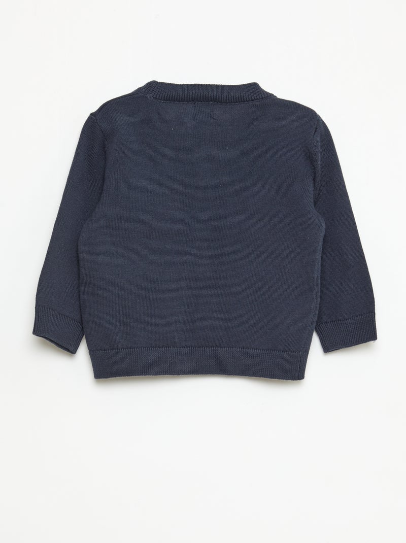 Vest van dun tricot met V-hals Blauw - Kiabi