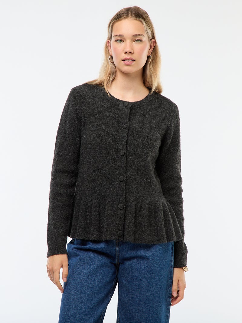 Vest van fijngebreid tricot met ruche Grijs - Kiabi