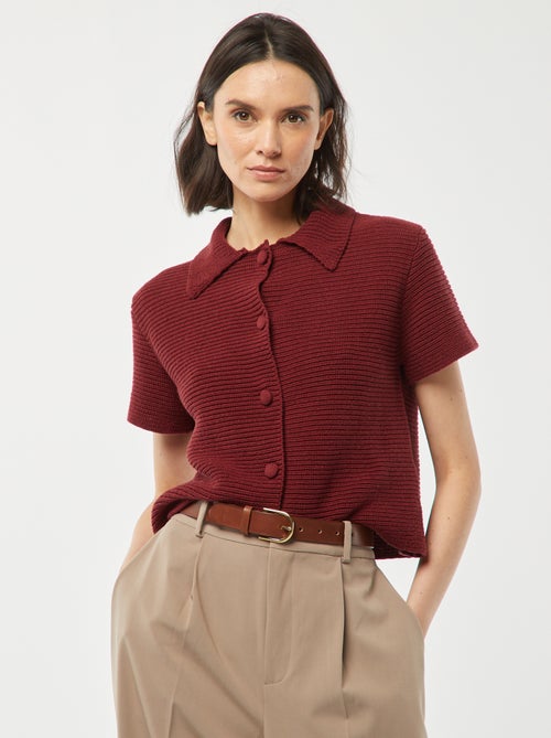 Vest van gespikkeld tricot met korte mouw - Kiabi