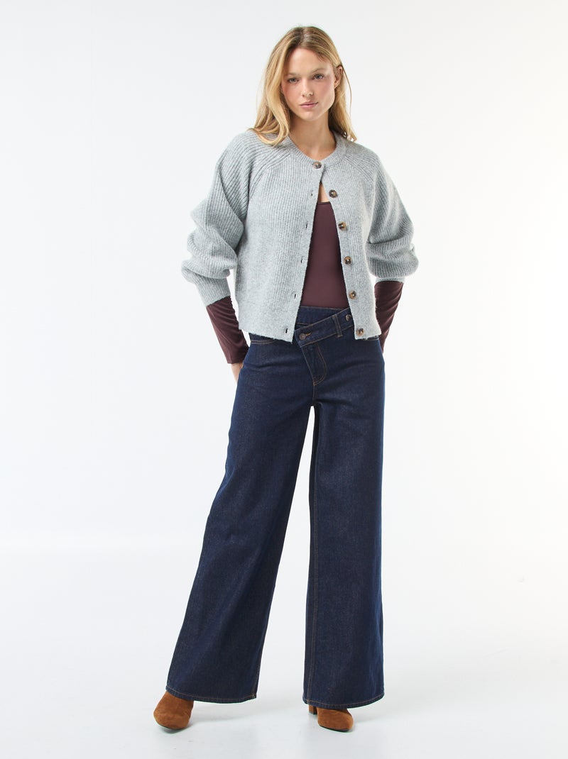 Vest van grof gebreid tricot Grijs - Kiabi