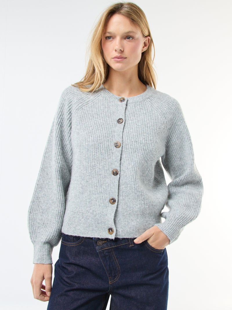 Vest van grof gebreid tricot Grijs - Kiabi