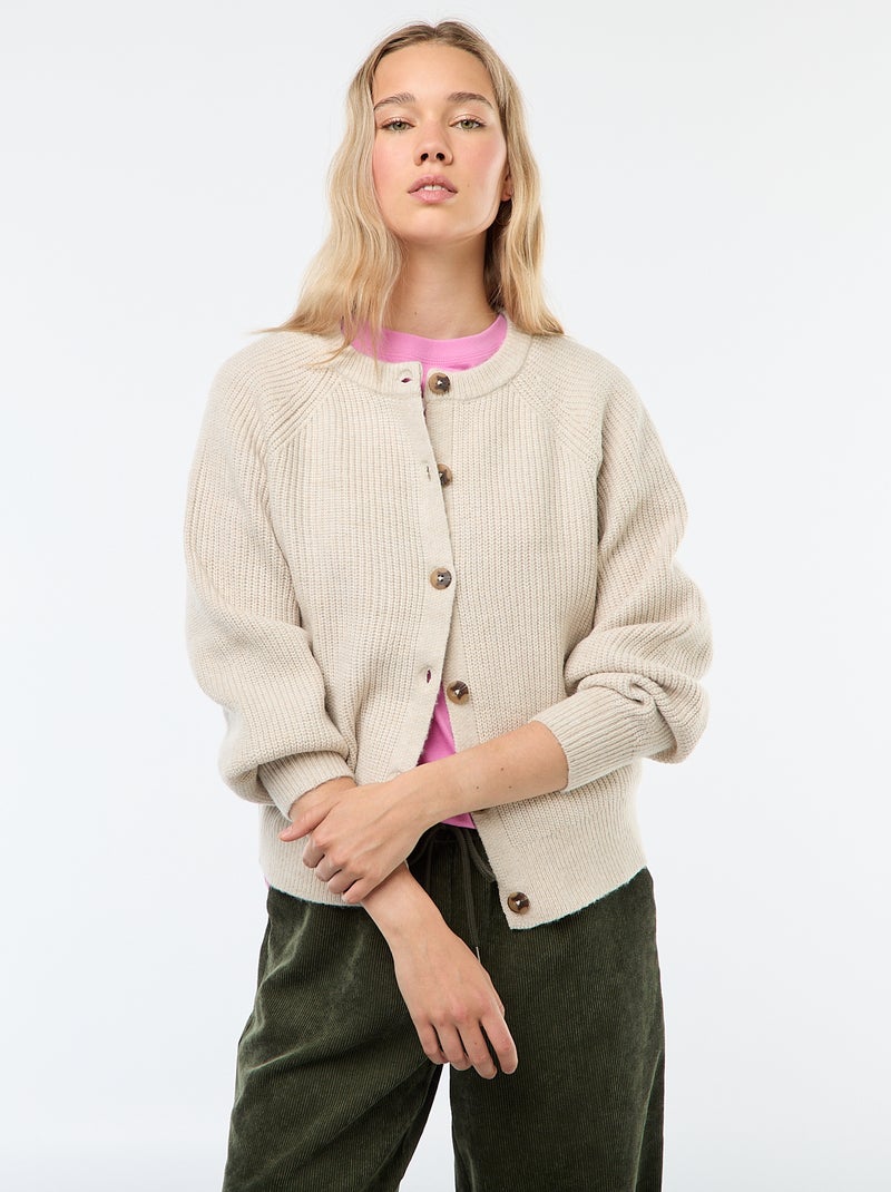 Vest van grof gebreid tricot Grijs - Kiabi
