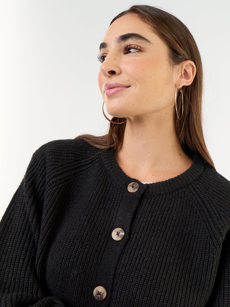 Vest van grofgebreide stof Zwart - Kiabi