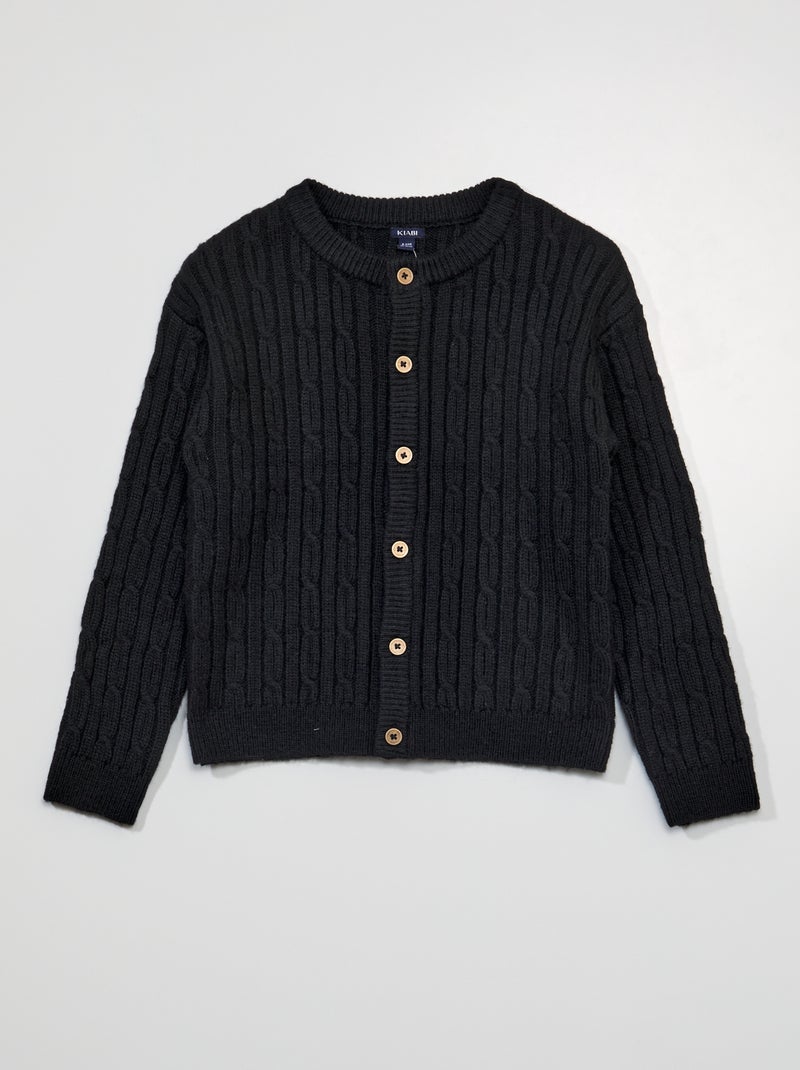 Vest van kabeltricot ZWART - Kiabi