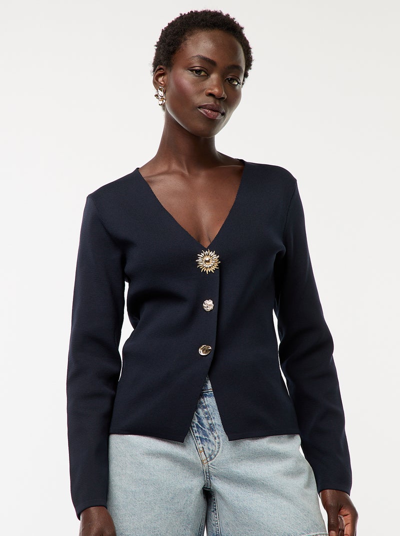 Vest van ribstof met lange mouw Blauw - Kiabi