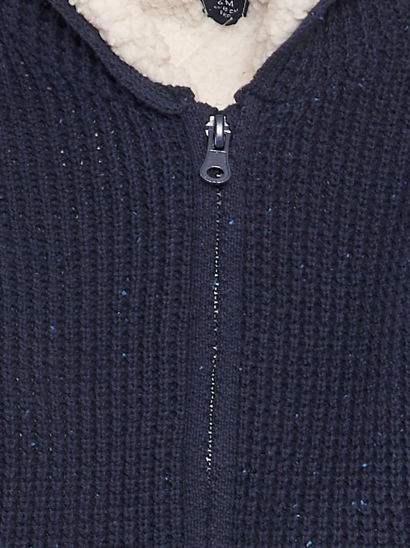 Vest van tricot met capuchon ZWART - Kiabi