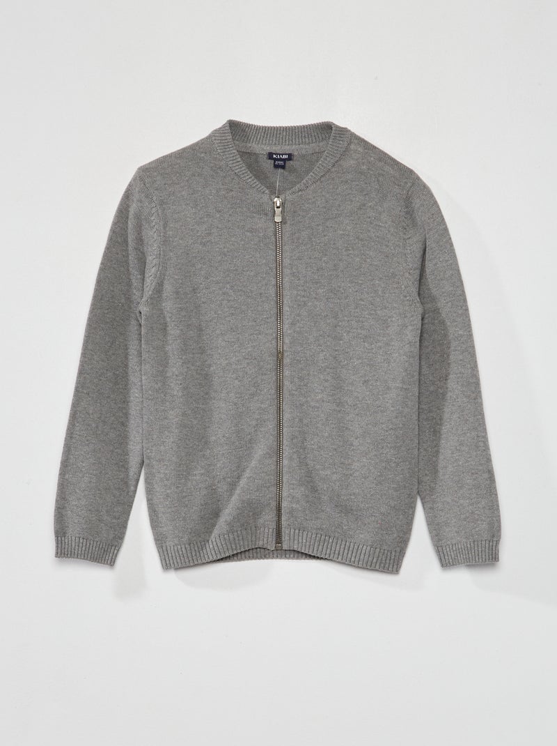Vest van tricot met rits GRIJS - Kiabi
