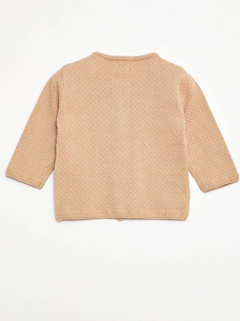 Vest van tricotsteek in effen kleur Biege - Kiabi