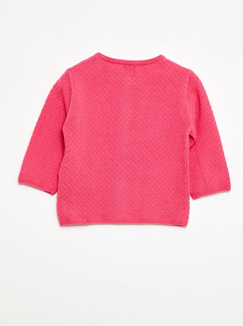 Vest van tricotsteek in effen kleur Rose - Kiabi