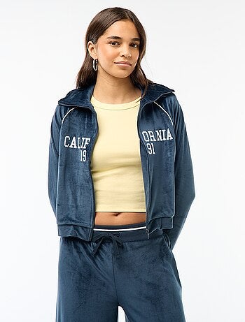 Vest van velours met opstaande kraag