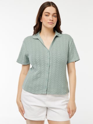 Vestachtig T-shirt van haakwerk