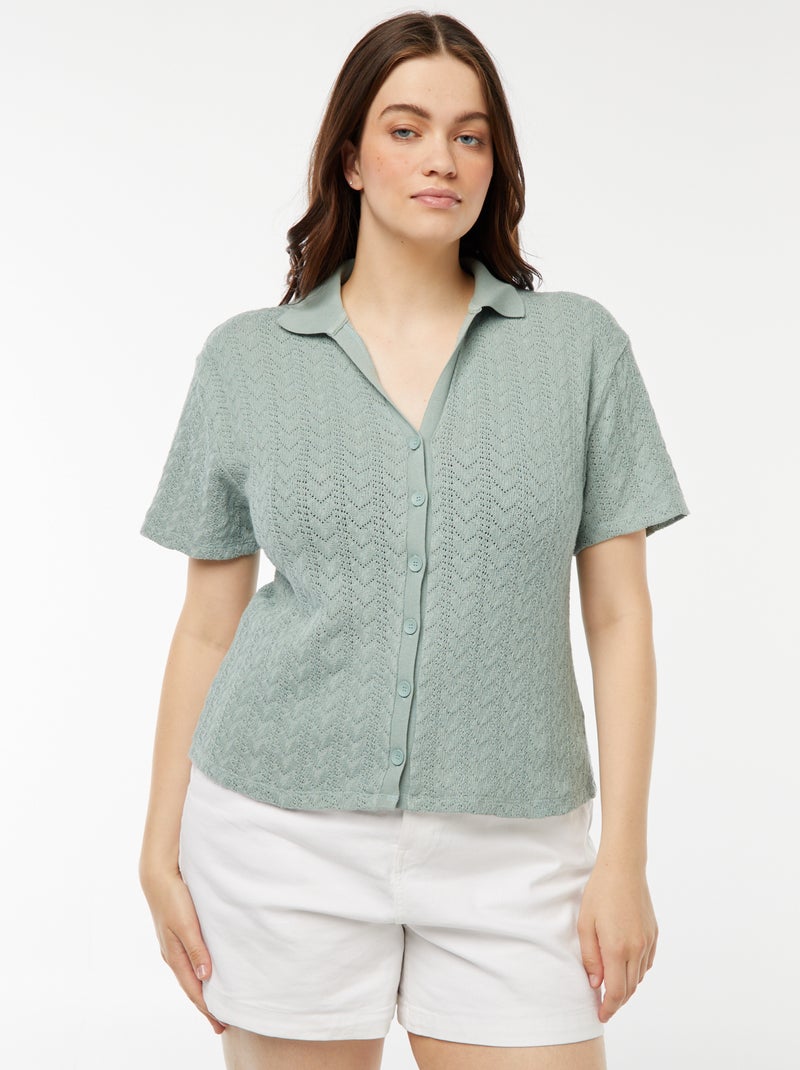 Vestachtig T-shirt van haakwerk blauw - Kiabi