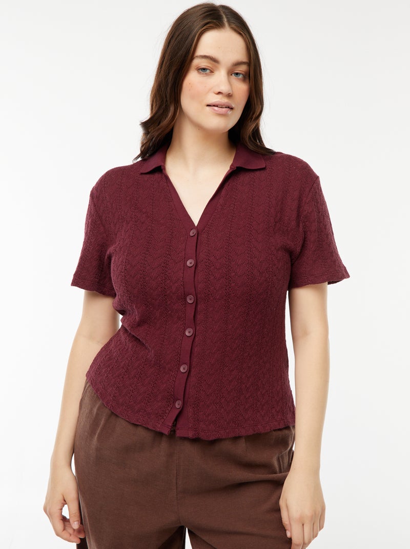 Vestachtig T-shirt van haakwerk Rood - Kiabi