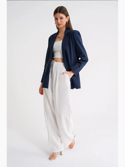 Veste à boutons en mélange de coton et de lin avec col chemise mixray - Kiabi