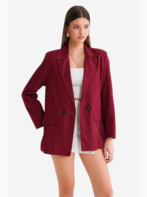 Veste à boutons en mélange de coton et de lin avec col chemise mixray - Kiabi Veste à boutons en mélange de coton et de lin avec col chemise mixray - Kiabi