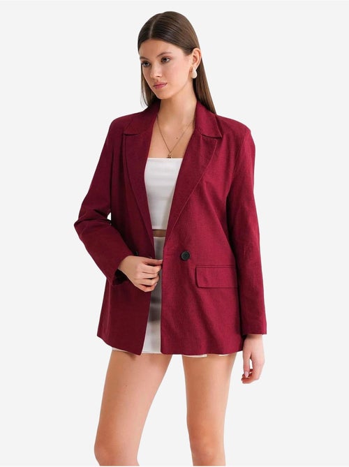 Veste à boutons en mélange de coton et de lin avec col chemise mixray - Kiabi Veste à boutons en mélange de coton et de lin avec col chemise mixray - Kiabi