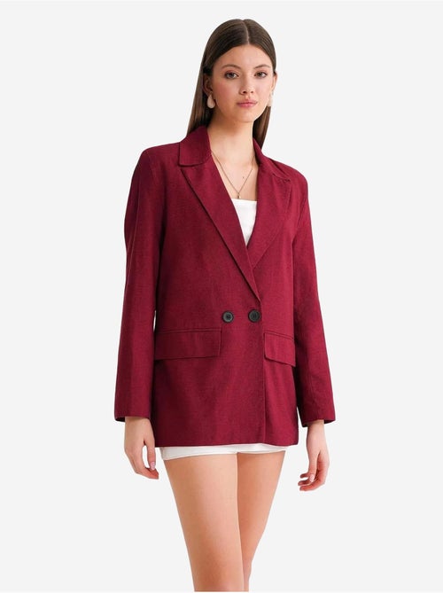 Veste à boutons en mélange de coton et de lin avec col chemise mixray - Kiabi Veste à boutons en mélange de coton et de lin avec col chemise mixray - Kiabi