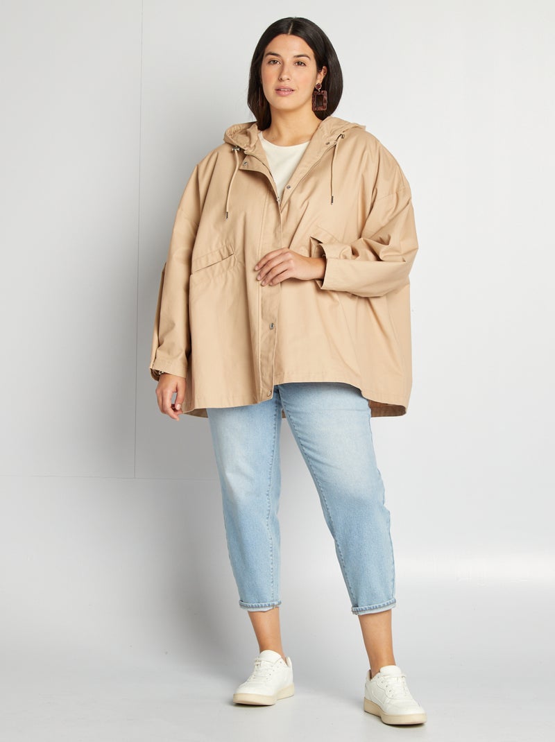 Veste à capuche coupe trapèze Beige - Kiabi