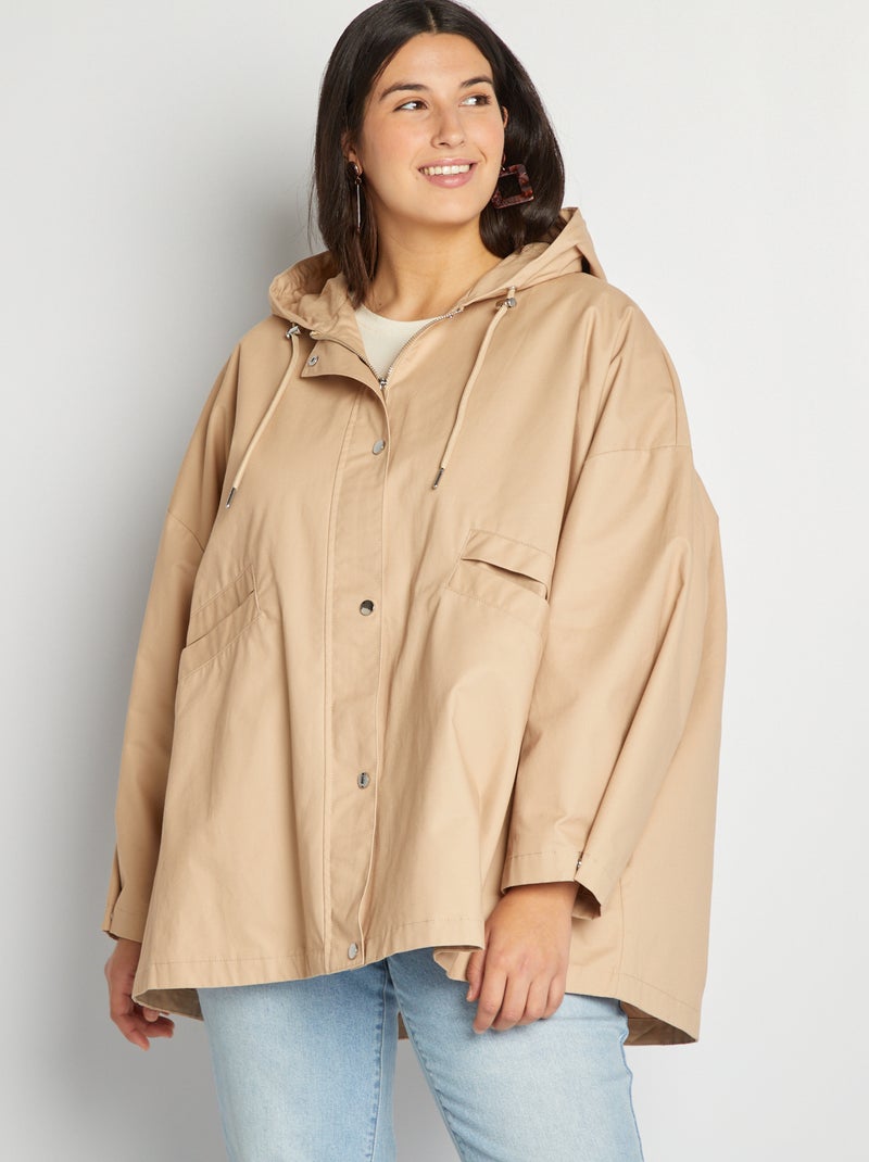 Veste à capuche coupe trapèze Beige - Kiabi