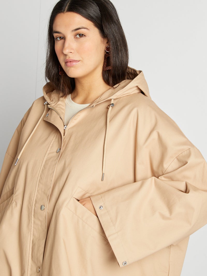 Veste à capuche coupe trapèze Beige - Kiabi