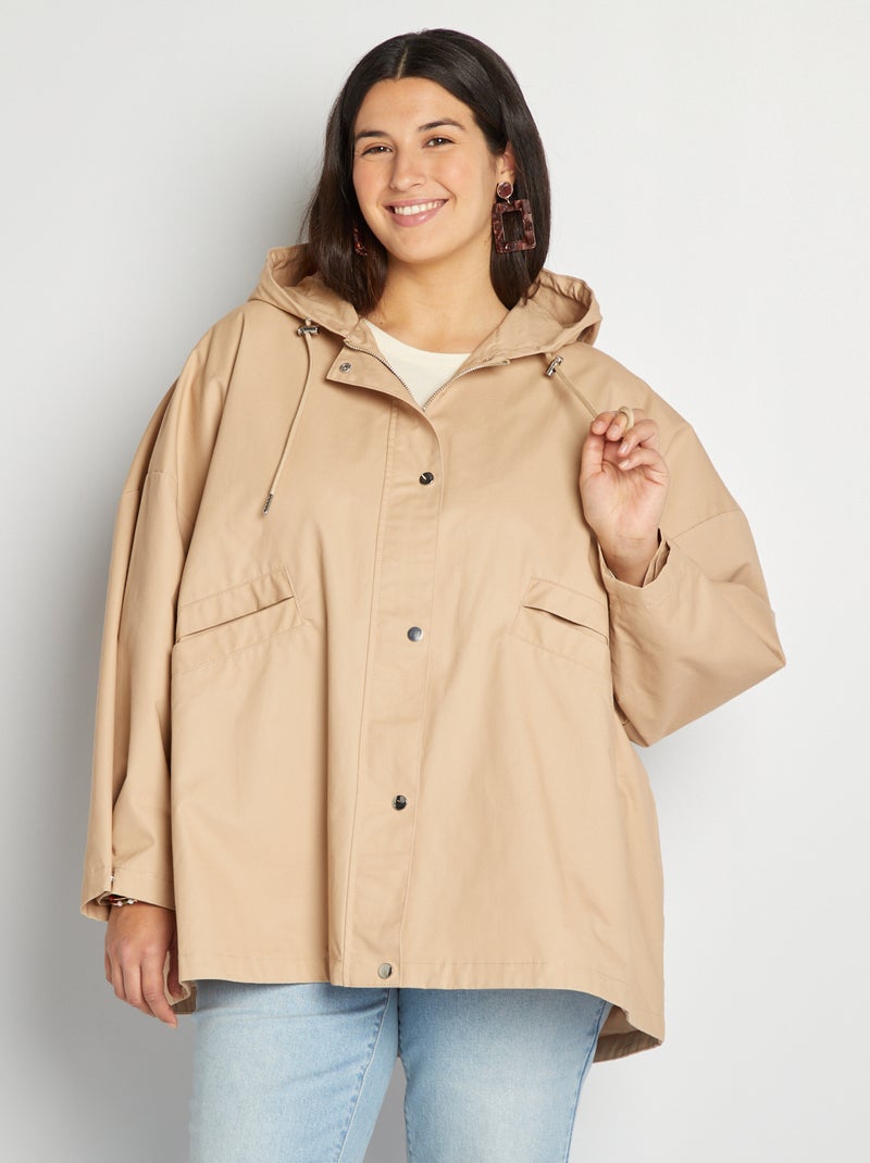 Veste à capuche coupe trapèze Beige - Kiabi
