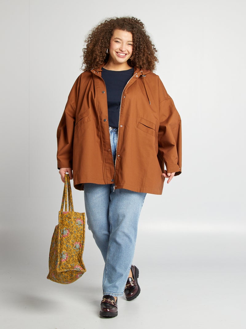 Veste à capuche coupe trapèze Marron - Kiabi