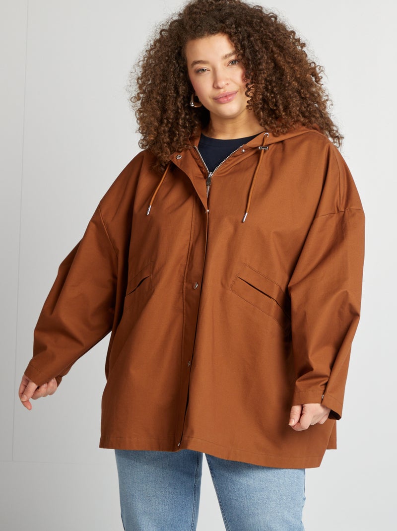 Veste à capuche coupe trapèze Marron - Kiabi