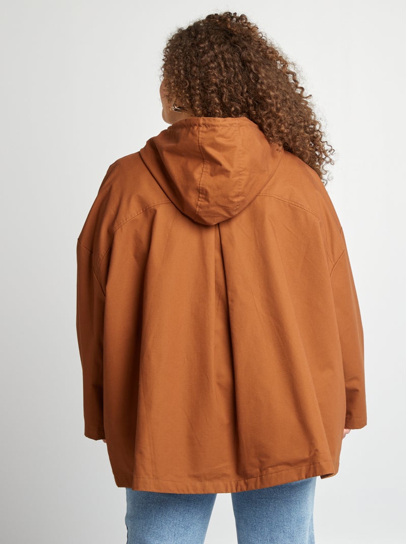 Veste à capuche coupe trapèze Marron - Kiabi