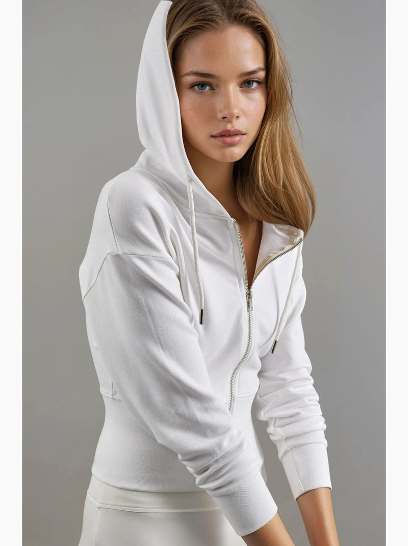Veste à capuche et manches longues busem Ivoire - Kiabi