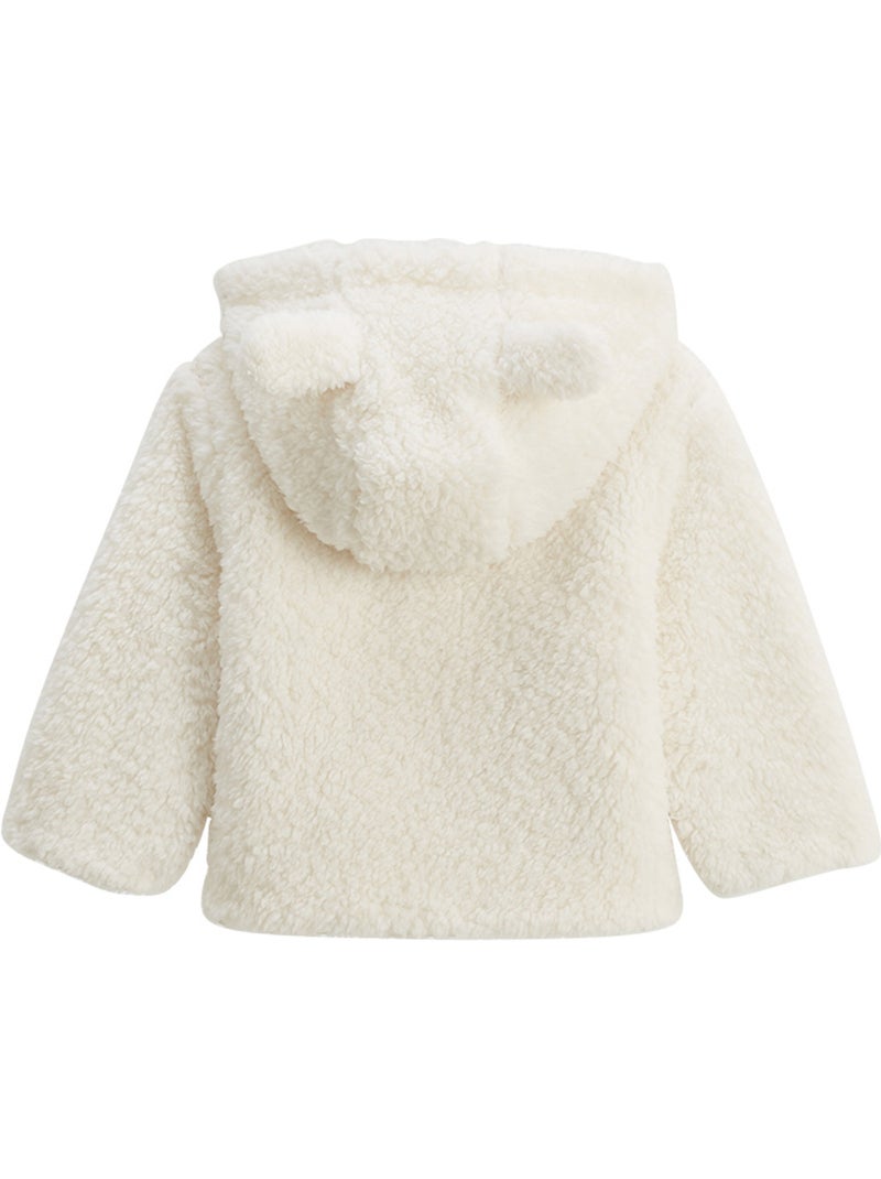Veste à capuche zippé bébé en sherpa Chou lapinou Ecru - Kiabi
