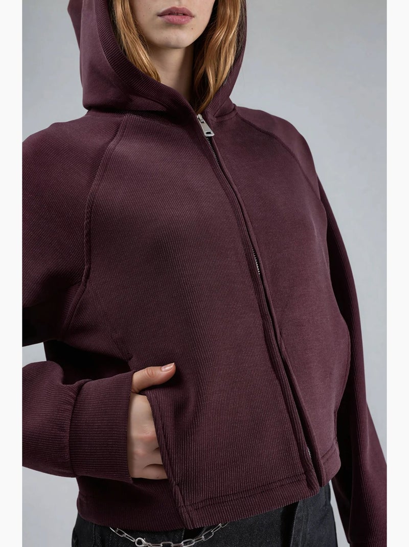Veste à capuche zippée avec détails élastiques busem Rouge bordeaux - Kiabi