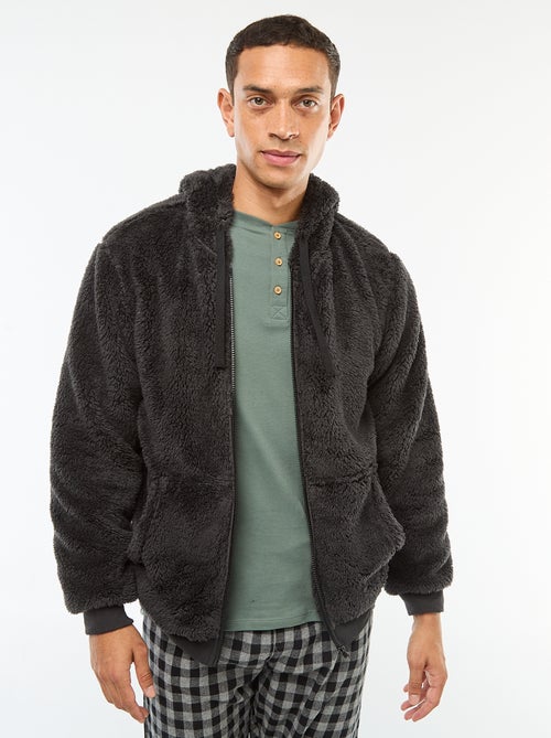 Veste à capuche zippée en maille peluche - Kiabi